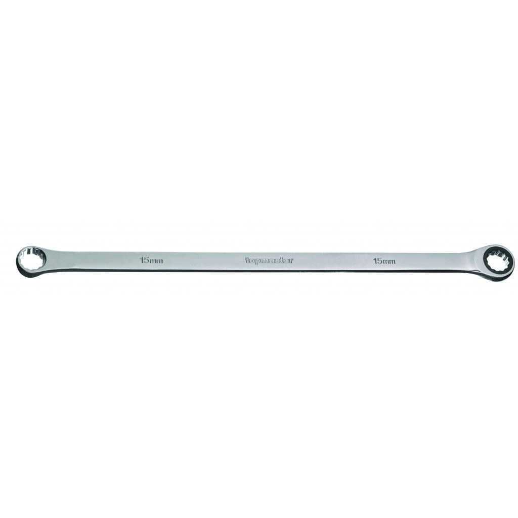TOP MASTER PRO Cheie inelara cu clichet 10mm CR - V TMP Material: otel crom - vanadiu de inalta calitate Brat lung Top Master Pro - scule electrice si unelte profesionale - BricoMart
