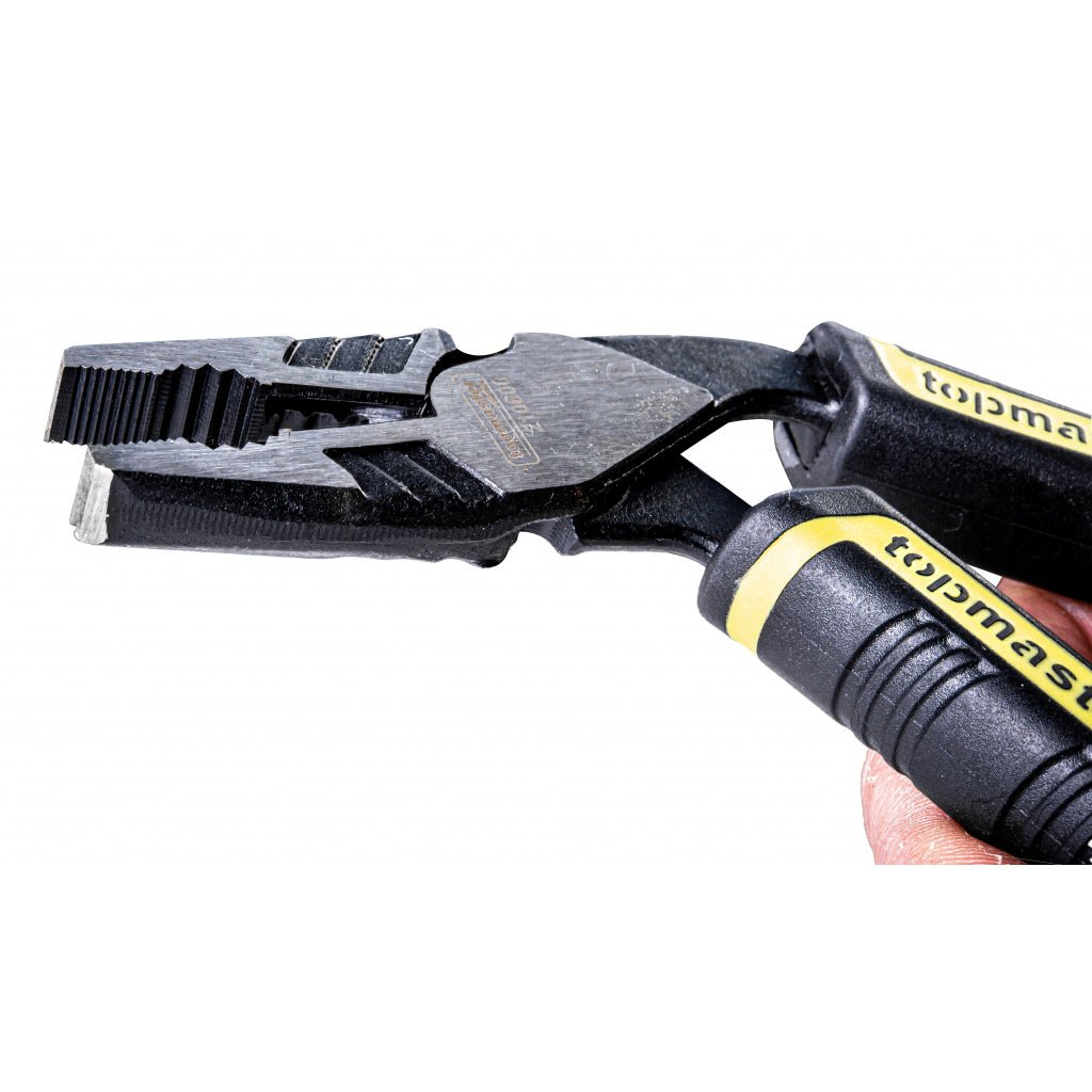 TOP MASTER PRO Cleste combinat cu cap indoit 190mmTMP Pârghie mare - cu 35% mai puțin efort decât modelul standard Material:otel Cr-Ni Specially shaped jaws Top Master Pro - scule electrice si unelte profesionale - BricoMart