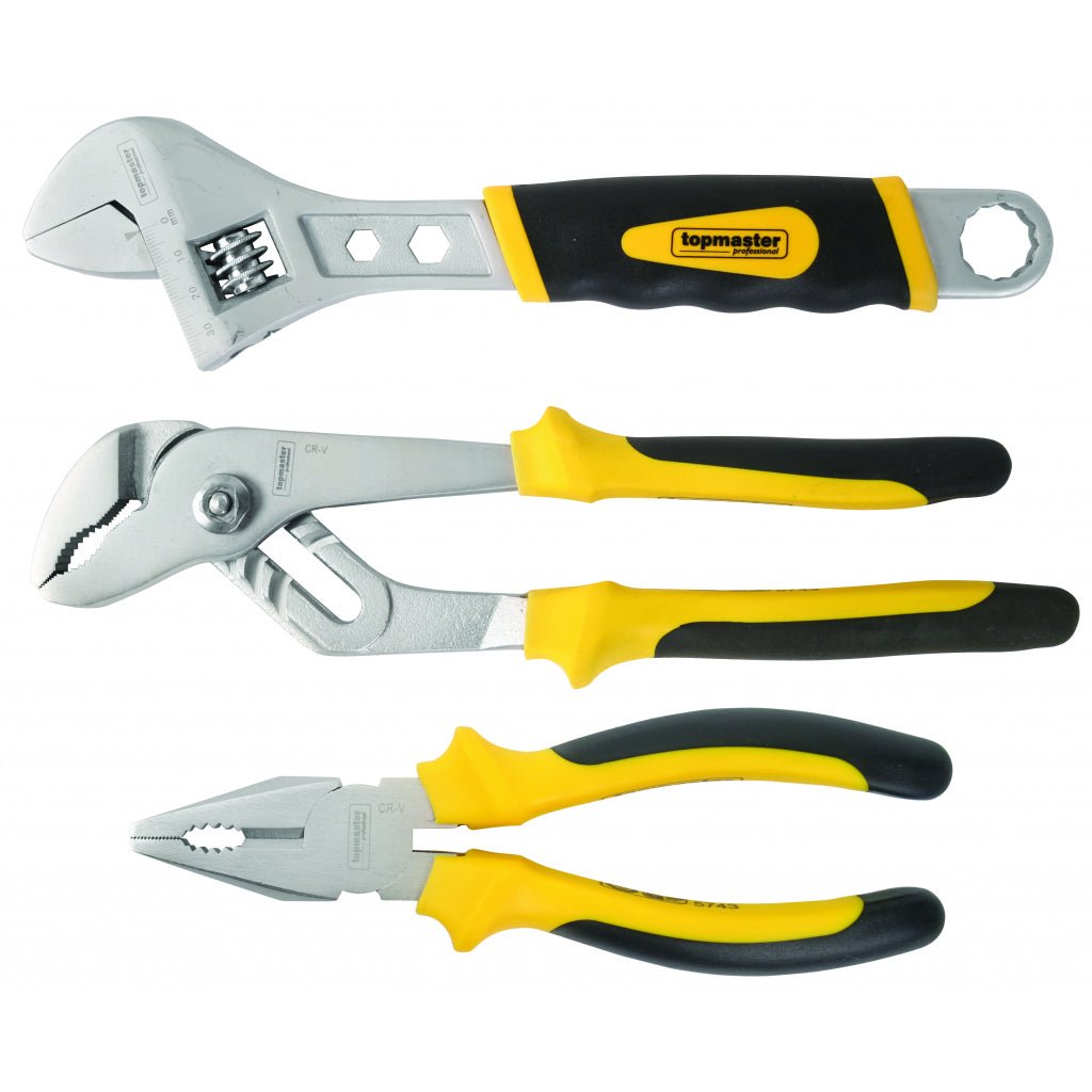 TOP MASTER PRO Clesti comb./instal./cheie regl. set 3pcs CR - V TMP Material:otel crom - vanadiu calit Finisaj lucios Top Master Pro - scule electrice si unelte profesionale - BricoMart