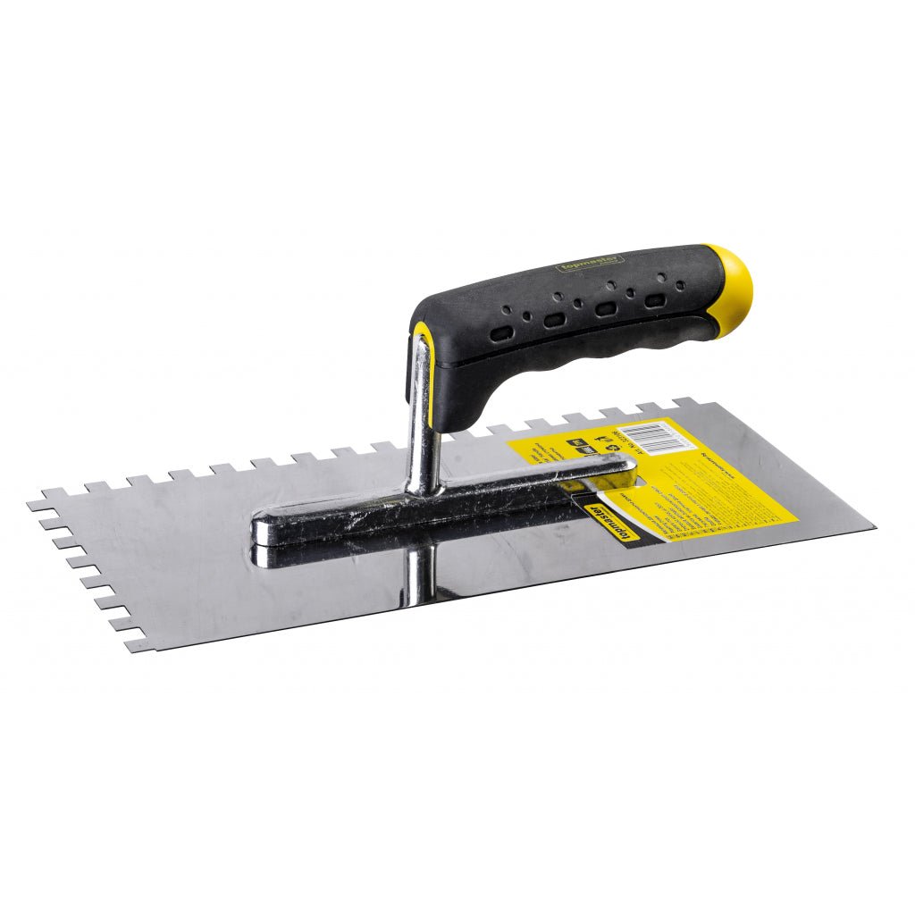 TOP MASTER PRO Gletiera 280 x 130 mm cu dinti 6x6 TMP Material:otel inoxidabil. Maner in doua straturi pentru prindere mai buna Top Master Pro - scule electrice si unelte profesionale - BricoMart