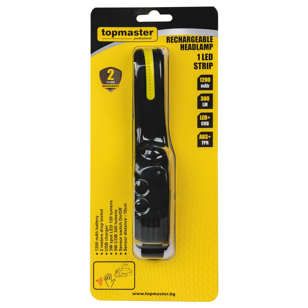 TOP MASTER PRO Lampa frontala 1 LED strip TMP Oferă iluminare puternică și uniformă, ideală pentru o varietate de activități în aer liber Autonomia lungă a bateriei a Top Master Pro - scule electrice si unelte profesionale - BricoMart