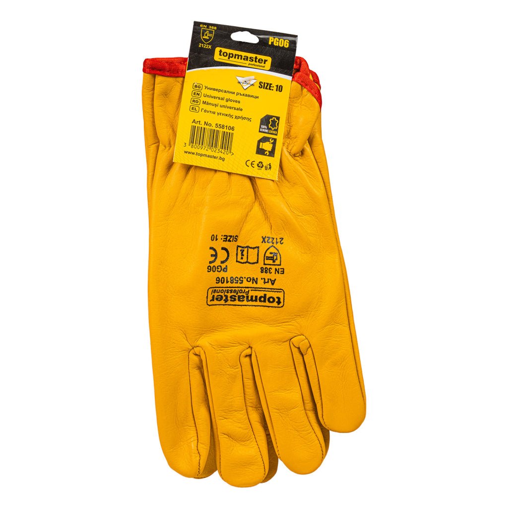 TOP MASTER PRO Mănuși Universale PG06 TMP Material moale din piele de capră Design modern Aderență excelentă și flexibilitate Partea din spate elastica Manșetă în Top Master Pro - scule electrice si unelte profesionale - BricoMart