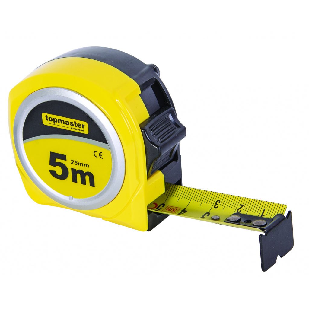 TOP MASTER PRO Ruleta compacta 5mx25mm TMP Posibilitate masurare pe partea din spate a benzii Carcasa antisoc ABC Top Master Pro - scule electrice si unelte profesionale - BricoMart