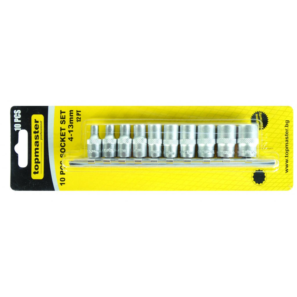 TOP MASTER PRO Set 10 tubulare 1/4" TMP Material: otel crom-vanadiu de inalta calitate Standard - DIN3128 Top Master Pro - scule electrice si unelte profesionale - BricoMart