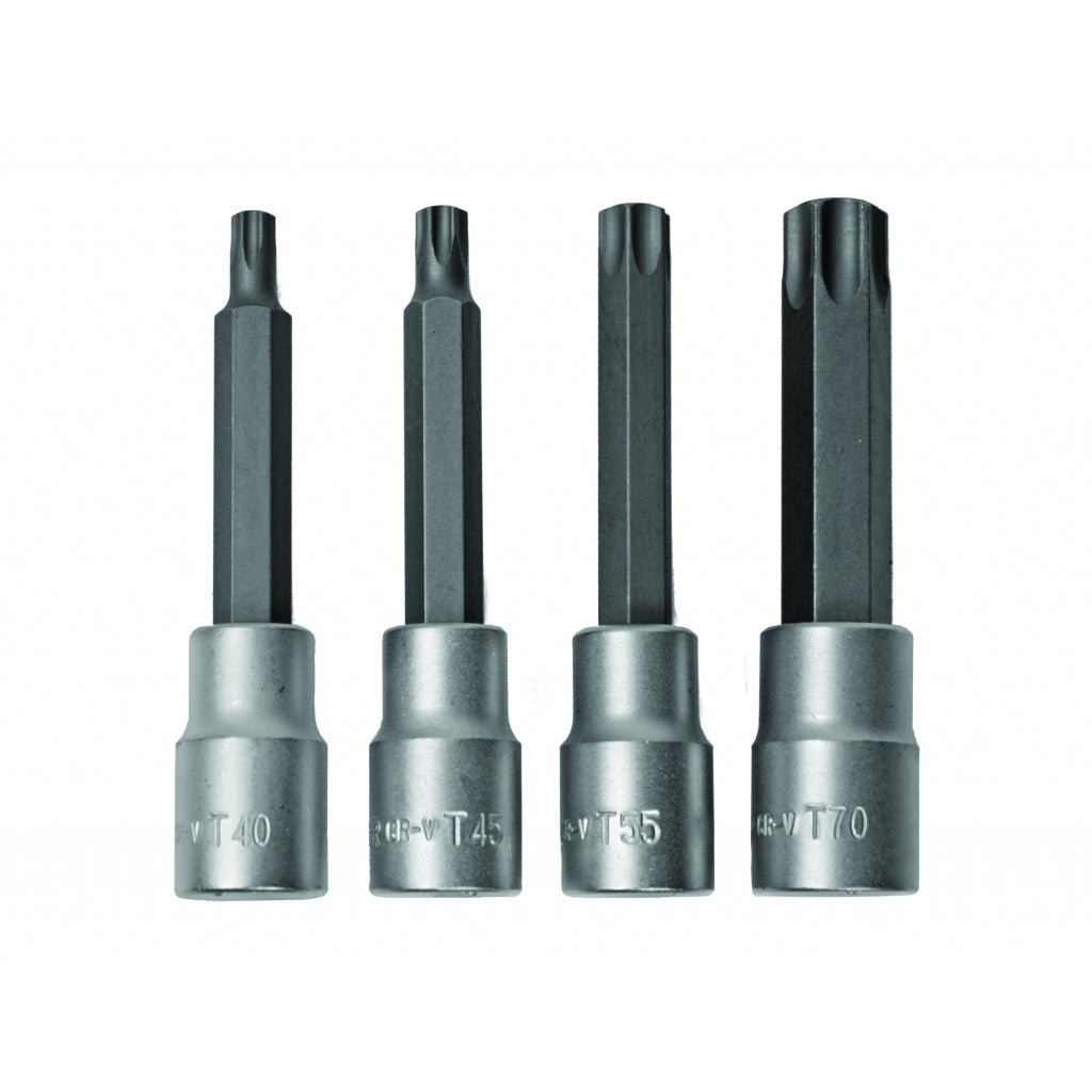 TOP MASTER PRO Set 4 biti torx act.1/2" T40 - T70 100mm CR - V TMP Material: otel calit S2 Top Master Pro - scule electrice si unelte profesionale - BricoMart