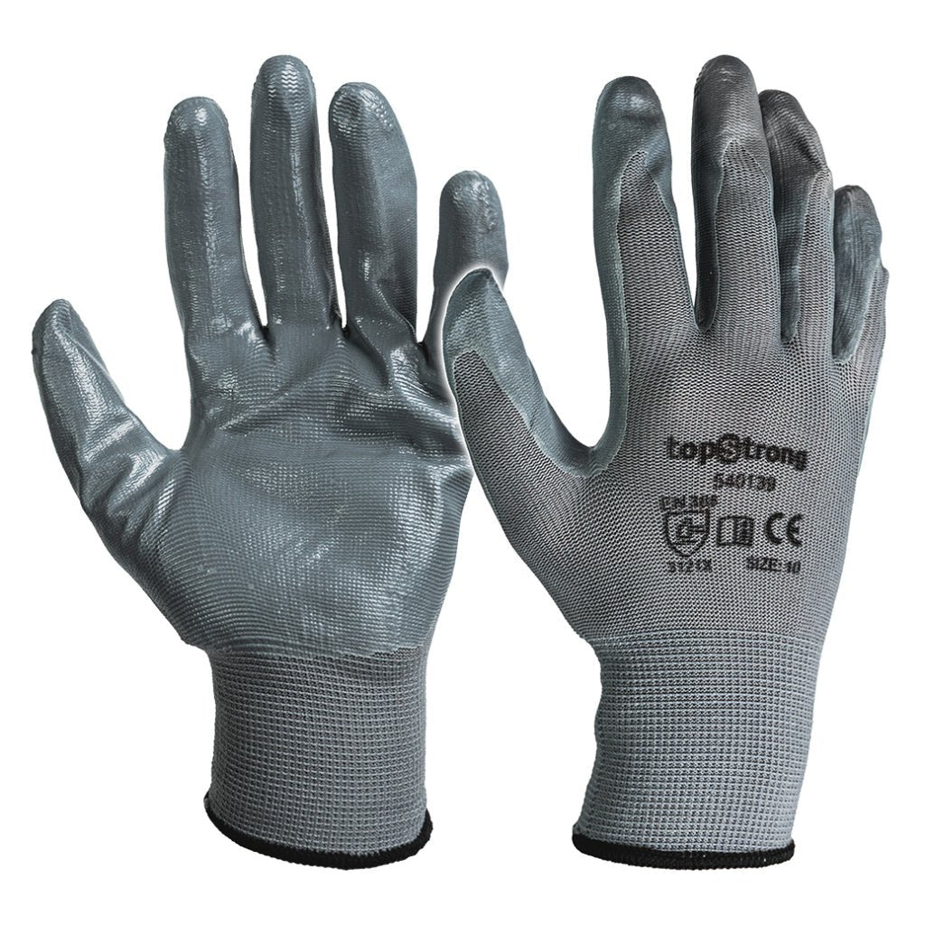 TOP STRONG Manusi de lucru cauciucate gri TS Complet acoperite cu nitril Din poliester fara cusaturi Top Strong - scule electrice si unelte profesionale - BricoMart