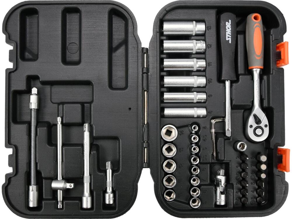 TRUSA TUBULARE 1/4, STHOR 58641 42 PIESE STHOR - scule electrice si unelte profesionale - BricoMart