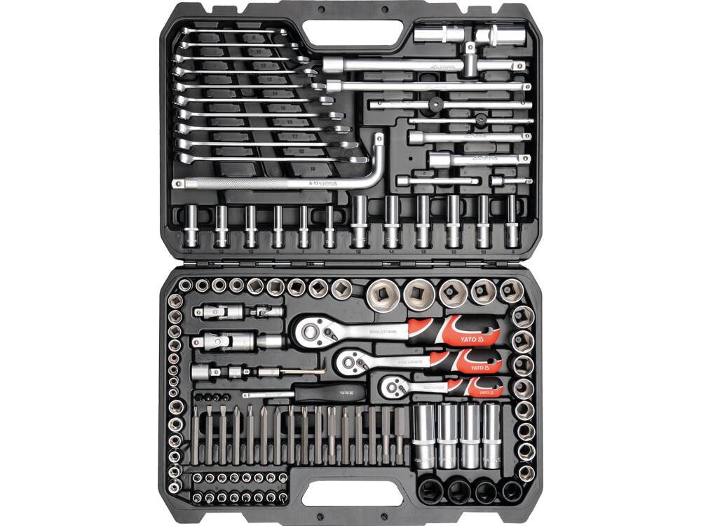 TRUSA TUBULARE SI YATO YT - 38872 ANTRENOR 1/2, 1/4, 3/8, 128 PIESE YATO - scule electrice si unelte profesionale - BricoMart