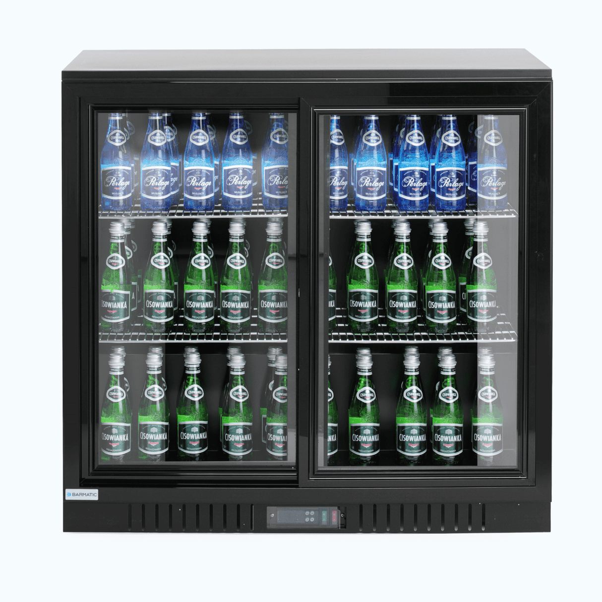 Vitrina frigorifica bar 198L cu doua usi glisante 900x520x(H)835 mm, negru, Barmatic