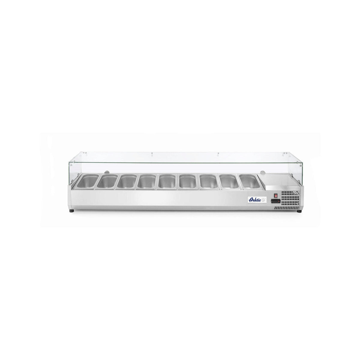 Vitrina prezentare Hendi, interval temp. -2/8?C, 180W, corp inox, ARKTIC by Hendi, 2005x395x(h)430 mm, 9 vase GN 1/3