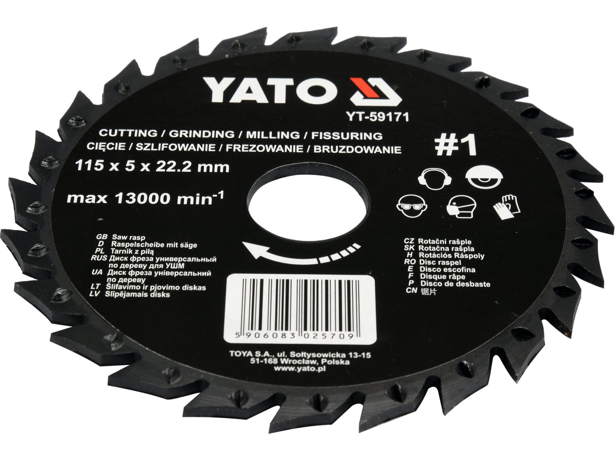 DISC CIRCULAR-RASPEL PENTRU YATO YT-59171 LEMN, 115X22.2MM, NR1