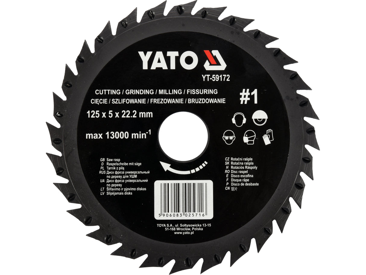 DISC CIRC.-RASPEL PT YATO YT-59172 LEMN,125X22.2MM,NR2