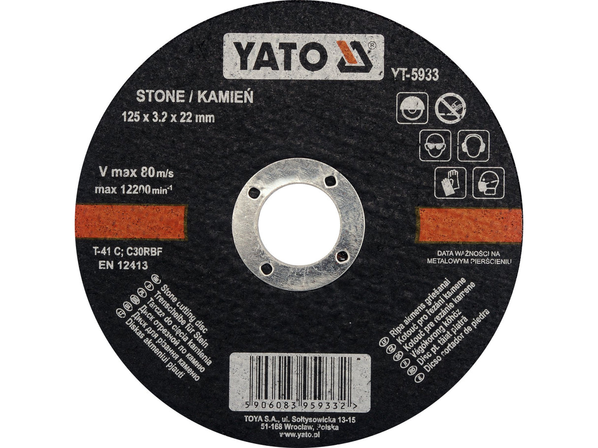 DISC TAIAT PIATRA YATO YT-5933 125X3.2X22MM DISC TAIAT PIATRA 125X3.2X22MM
