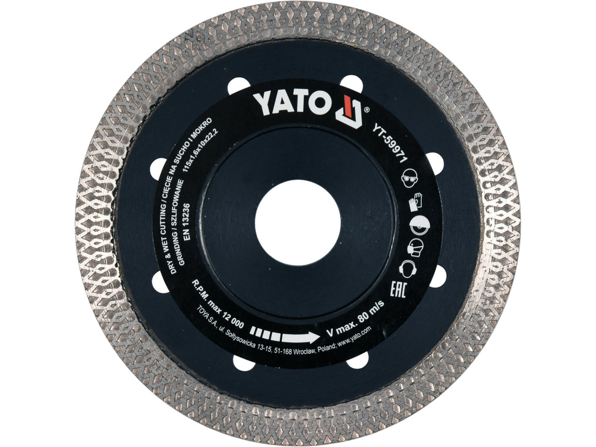 GYÉMÁNT TÁRCSA, 115X22.2X1.6MM YATO YT-59971