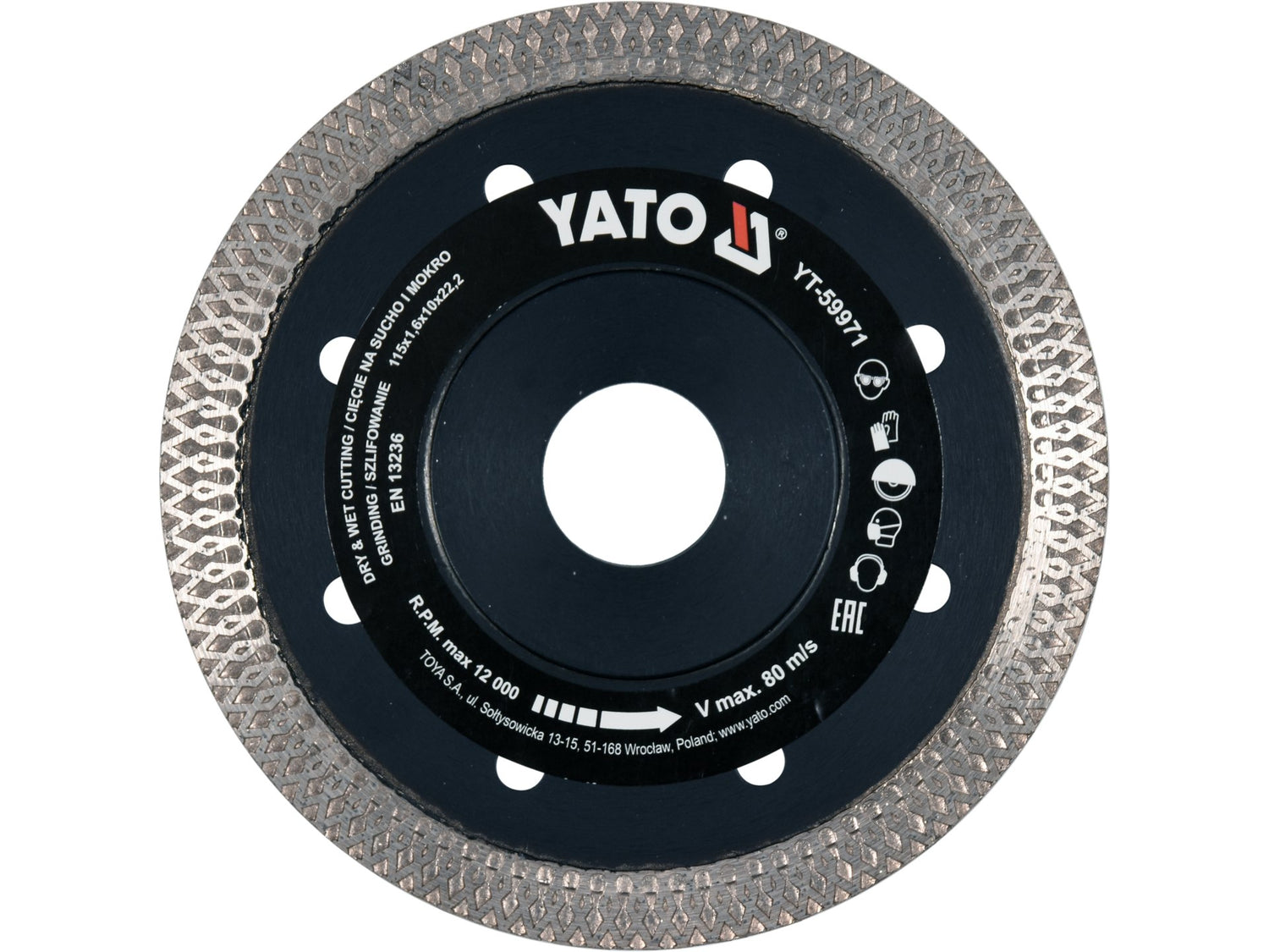 GYÉMÁNT TÁRCSA, 115X22.2X1.6MM YATO YT-59971