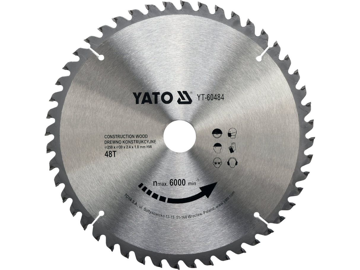 DISC CIRCULAR LEMN, YATO YT-60484 250X30X2.4MM, 48 DINTI