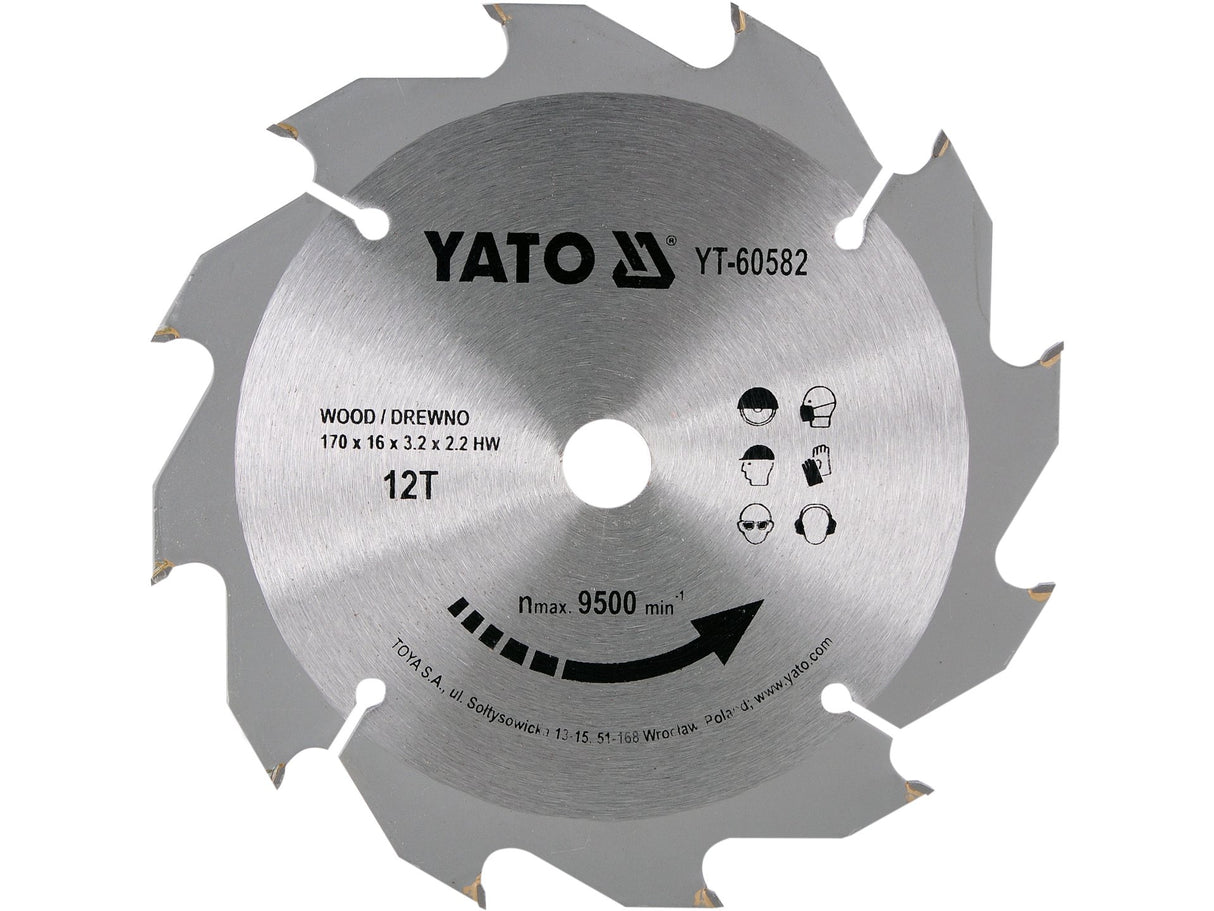 YATO YT-60582 KÖR TÁRCSA FA 170X12TX16MM