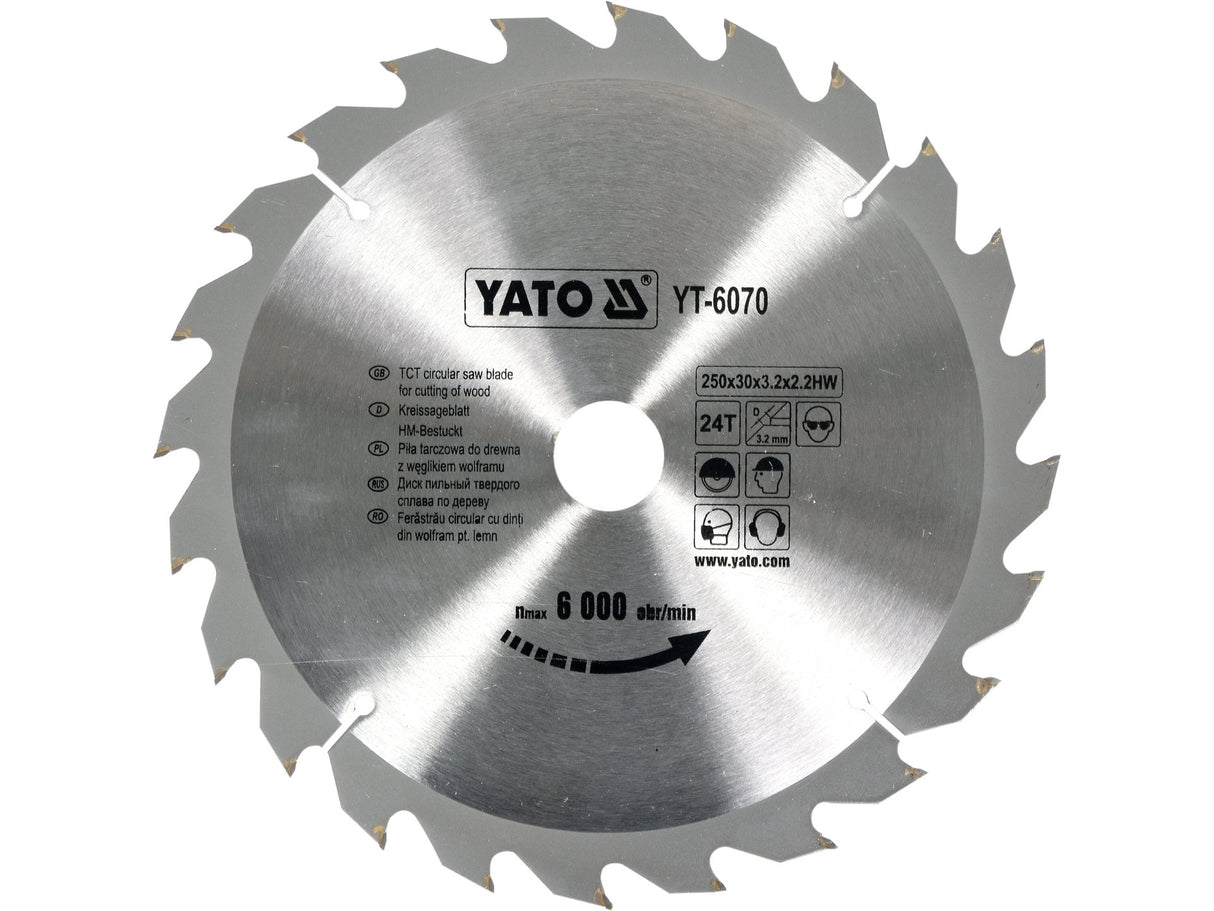 DISC FIERASTRAU CIRCULAR YATO YT-6070 PENTRU LEMN 250X24X30MM