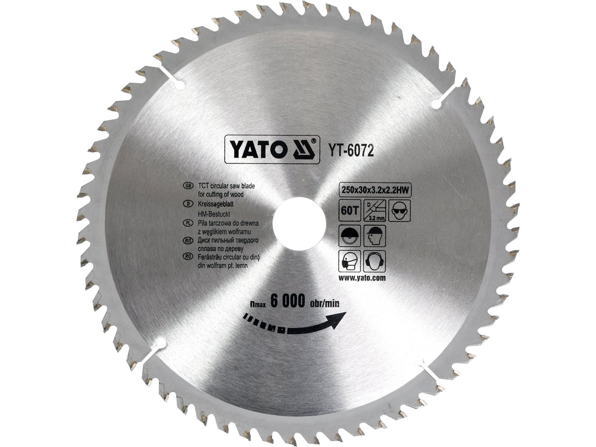 DISC FIERASTRAU CIRCULAR YATO YT-6072 PENTRU LEMN 250X60X30MM