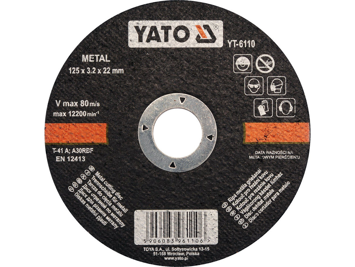 DISC TAIAT METAL YATO YT-6110 125X3.2X22MM DISC TAIAT METAL 125X3.2X22MM