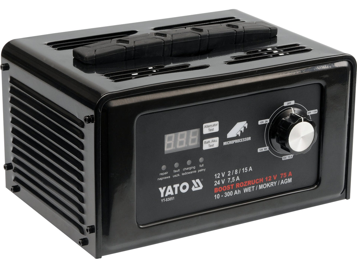 AUTÓAKKUMULÁTOR EGYENIRÁNYÍTÓ YATO YT-83051 23V/50HZ, 12V/24V