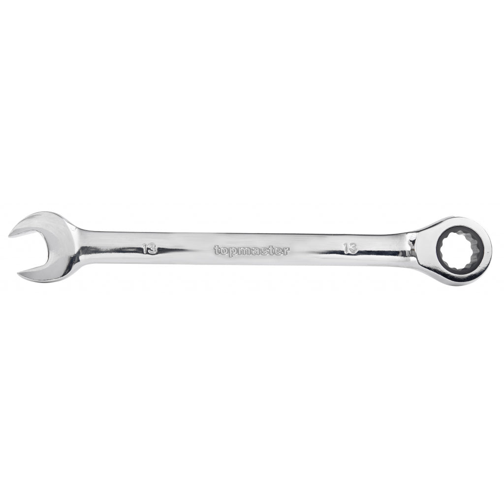 TOP MASTER PRO Cheie combinata cu clichet 12mm TMP Otel crom-vanadiu Acoperire anticoroziune crom-nichel Complet lustruit Mecanism clichet precis 72 de dinti