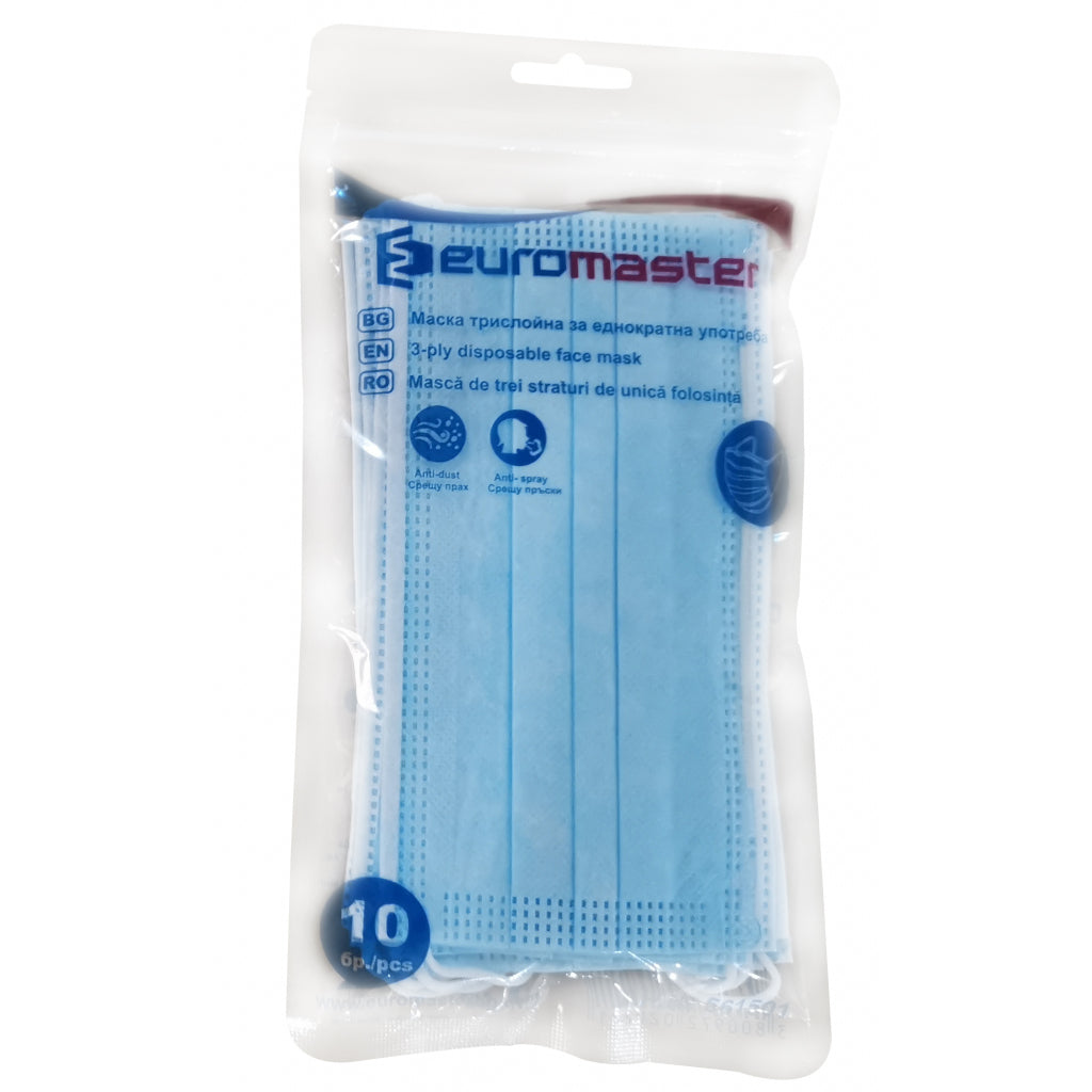 TOP STRONG Masca de unica folosinta, 10 buc. EM 3 straturi de protecție Protejează împotriva prafului si particulelor mici Eficiența filtrării BFE ≥ 90% Standardul UE: