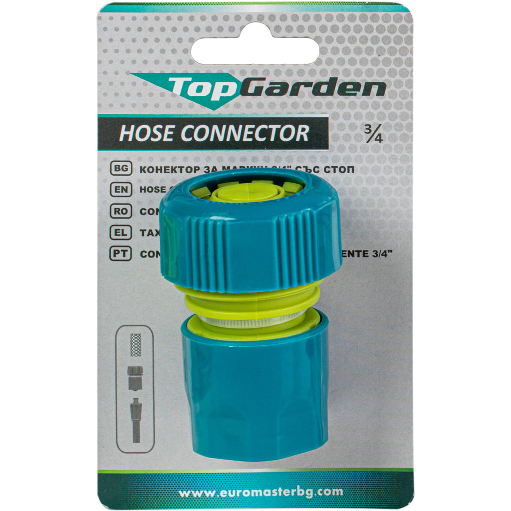 TOP GARDEN Mufa conectoare cu stop 3/4” TG Opreste apa la decuplare