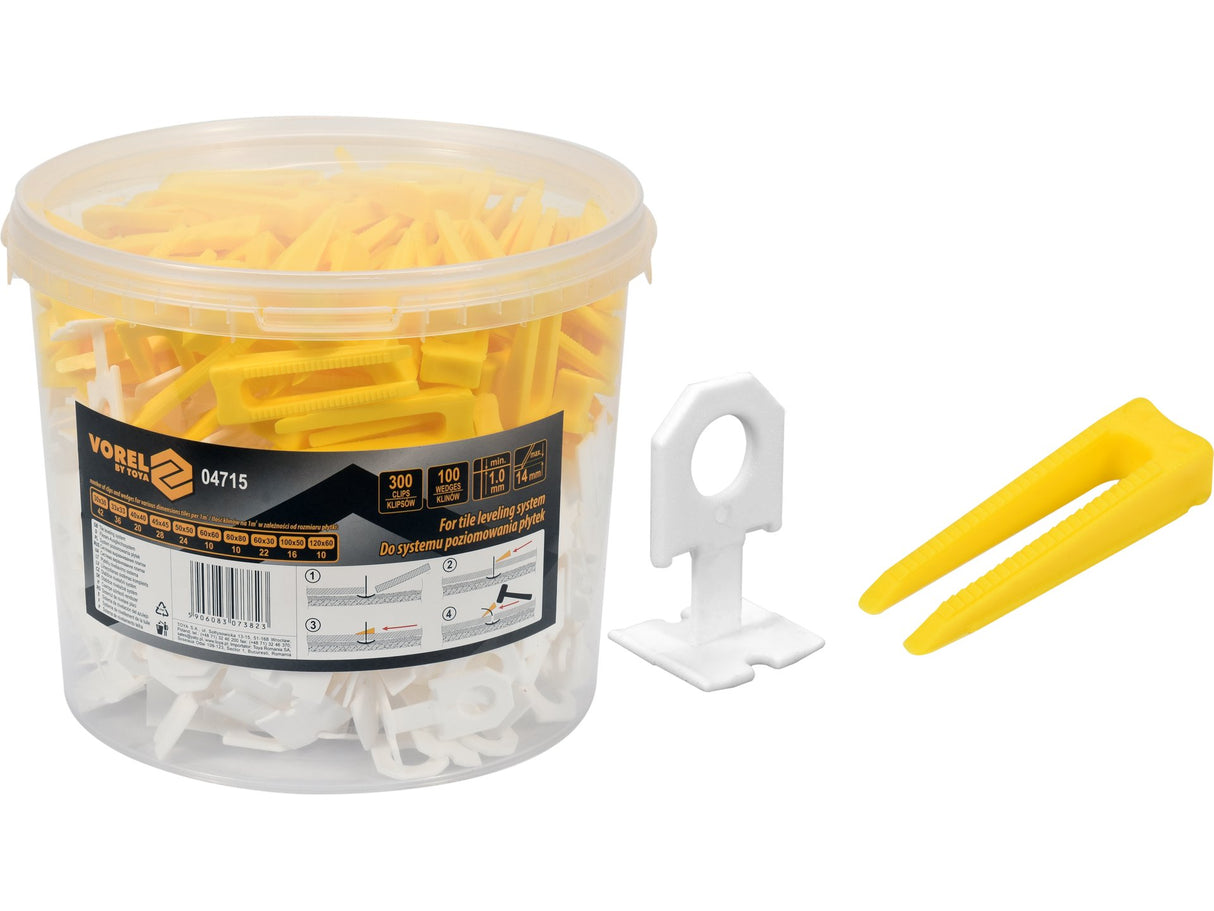 SISTEM NIVELARE PLACI VOREL 04715 1MM 300 CLIPS + 100 PENE