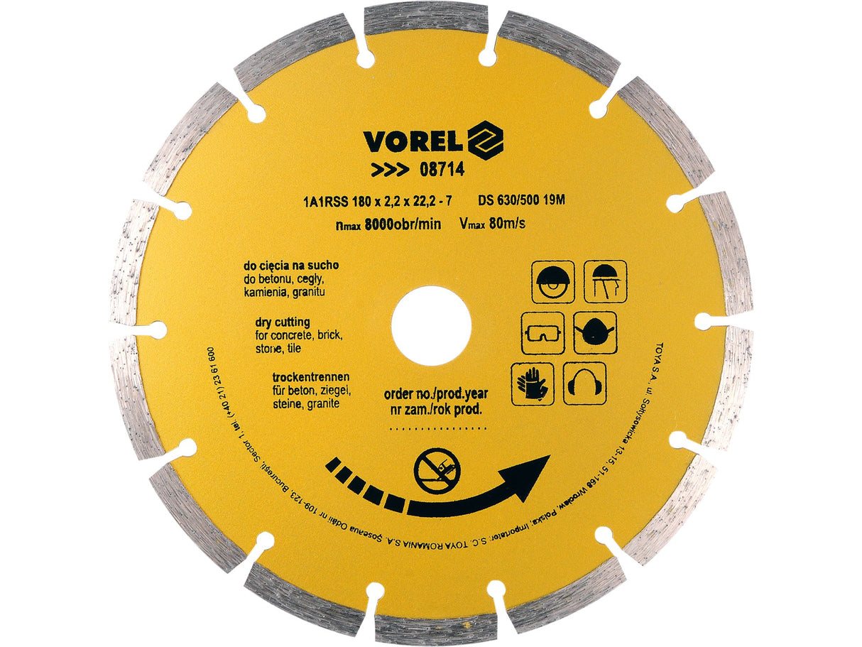 GYÉMÁNT TÁRCSA VOREL 08714 SZEGMENSEKKEL 180MM 