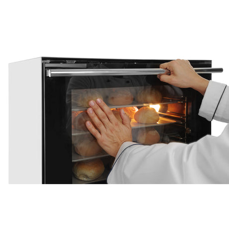 Cuptor convectie cu umidificare Hendi H90S, 4 tavi 438x315 mm incluse, 2 elemente incalzire, 2 ventilatoare, termostat reglabil 50-300 gr C, timer 0-120 min, 2670W, 595x595x(H)570 mm