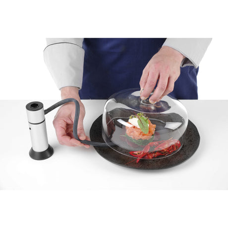 Cloche din sticla cu gaura pentru furtun fum, Hendi, diametru diametru130x(H)282 mm, poate fi utilizat in combinatie cu infuzorul de fum