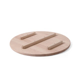 Platou/Planseta rotunda pentru pizza, diametru 50 cm, Hendi, lemn de fag, compartimentata in 6 parti