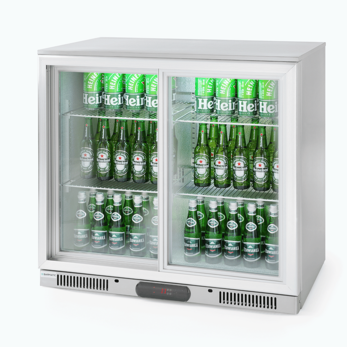 Vitrina frigorifica pentru bar Candour de 198 l cu usa dubla, otel inoxidabil, Barmatic
