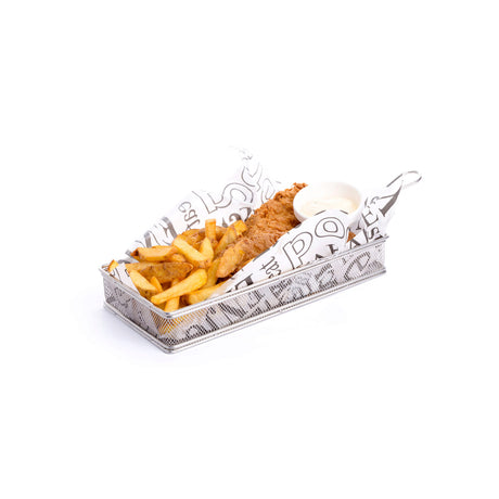 Cos servire tip mini-fry, pentru servire cartofi prajiti si aperitive, inox, 275x130x(H)45 mm, Hendi