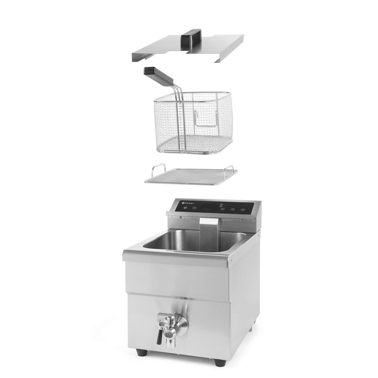 Friteuza cu inductie Hendi Kitchen Line, 8 lt, corp inox, 3500W, functie boost pentru incalzire rapida, Hendi, 290x485x(H)406mm