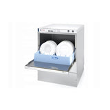 Masina profesionala de spalat vase K 50 cu pompa de evacuare si detergent 50 x 50 control electromecanic 230 W Hendi Inox 570x600(+370)x(H)830 mm