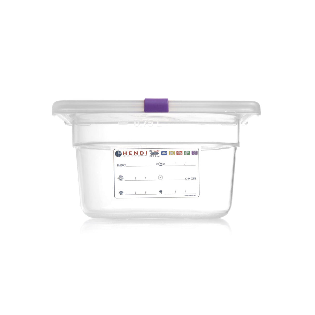 Tava gastronorm Gastronorm 1/4, 265x162x(H) 200 mm, 5.5 litri cu marcaj HACCP, polipropilena, Hendi