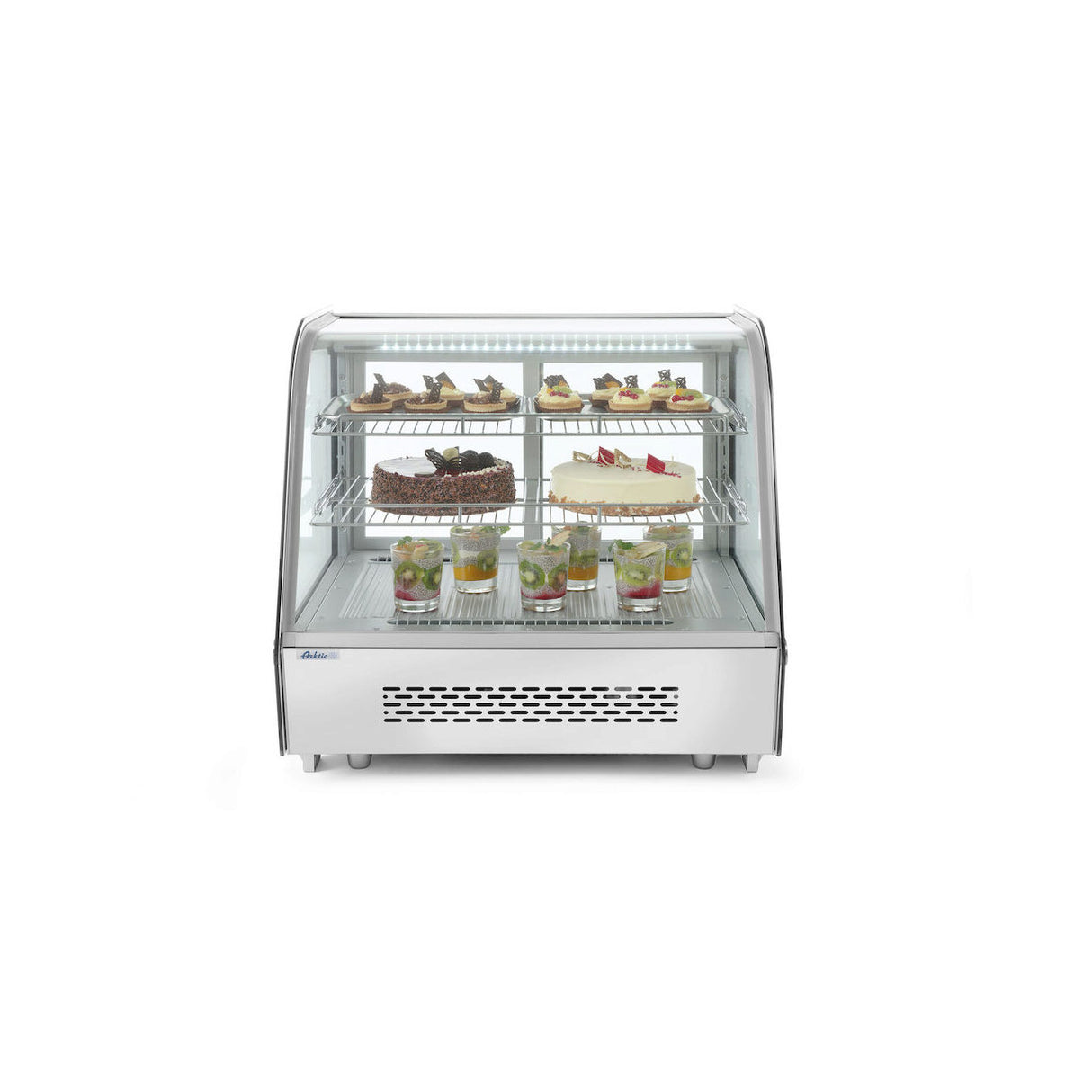 Vitrina rece pt prezentare, 120 lt, interval temp. 0-6 gr C, 160 W, corp inox, ARKTIC by Hendi, 707x570x(H)680mm, Clasa energetica B