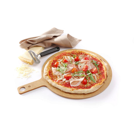 Tava servire pizza cu maner lemn laminat patentat rezistenta la temperatura pana la 175?C Hendi 305x(H)6mm