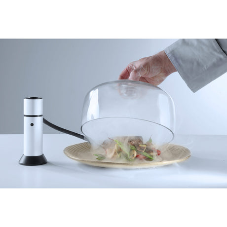 Cloche din sticla cu gaura pentru furtun fum, Hendi, diametru 260x(H)174 mm , poate fi utilizat in combinatie cu infuzorul de fum