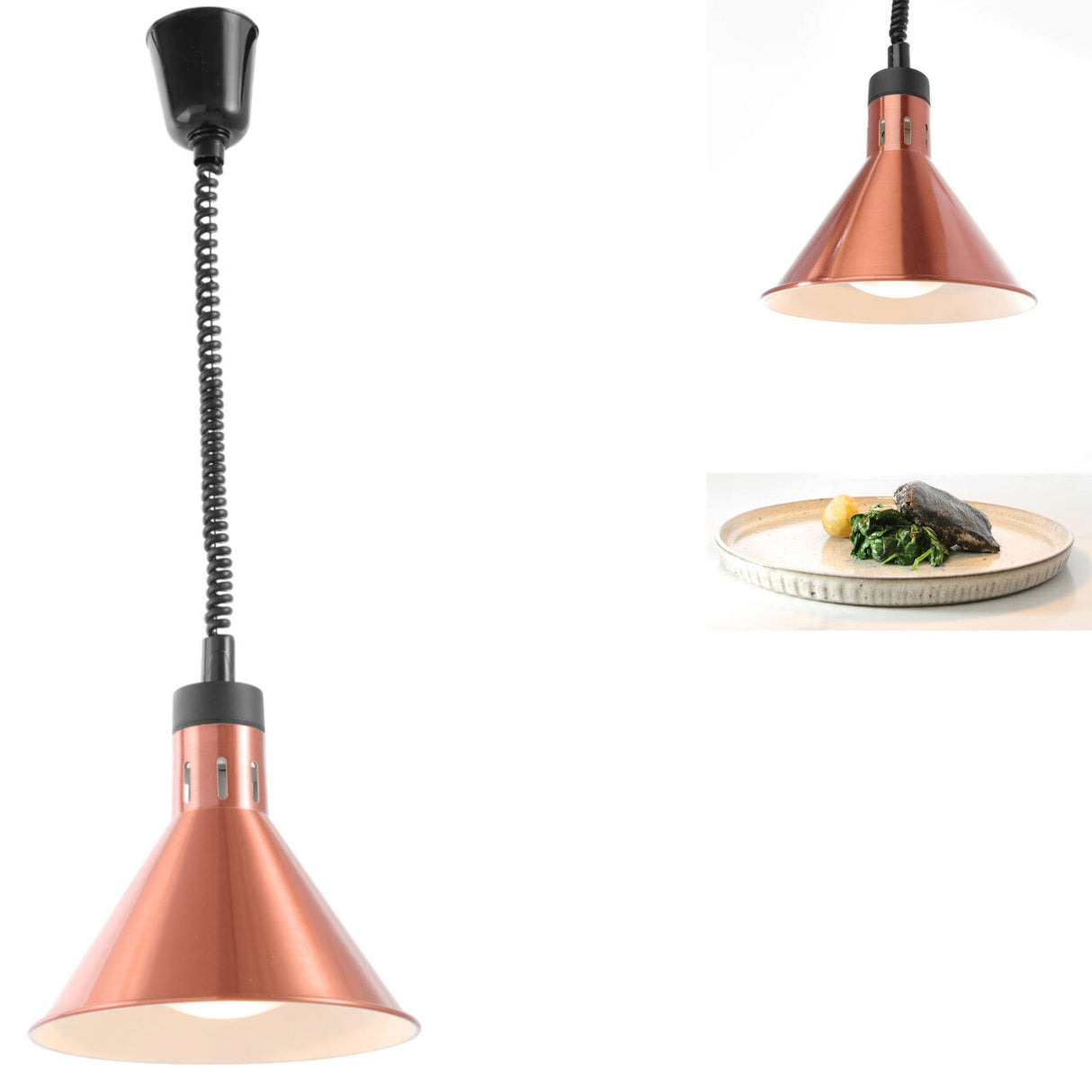 Lampa de caldura conica, finisaj cupru ø275x(H)250 mm, 230V, 250W