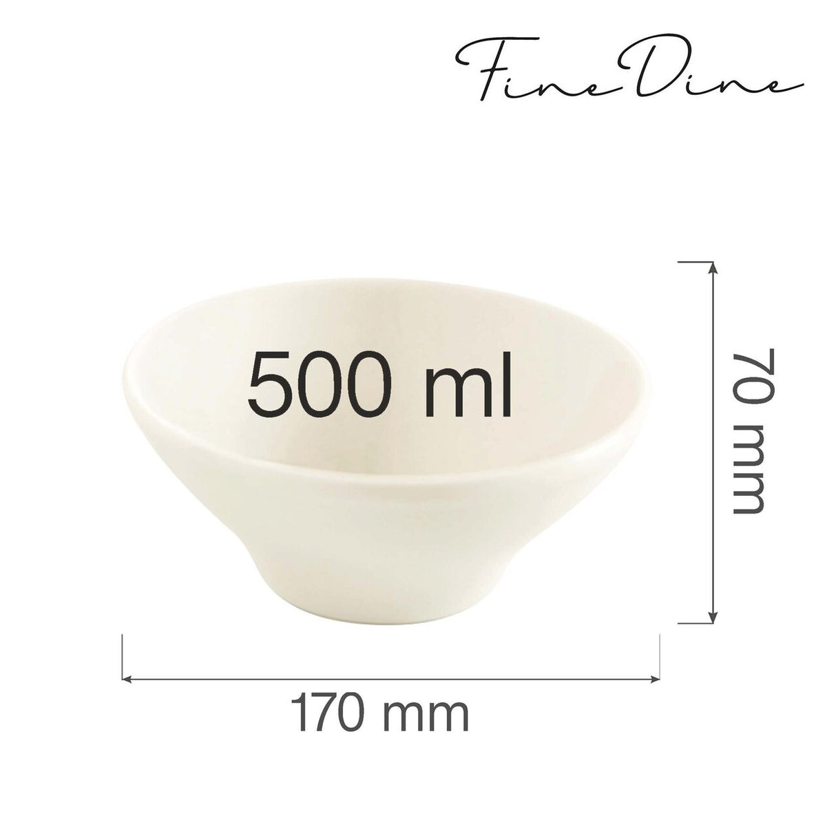 Bol conic Fine Dine, Crema 500 ml, 160 x 64 mm