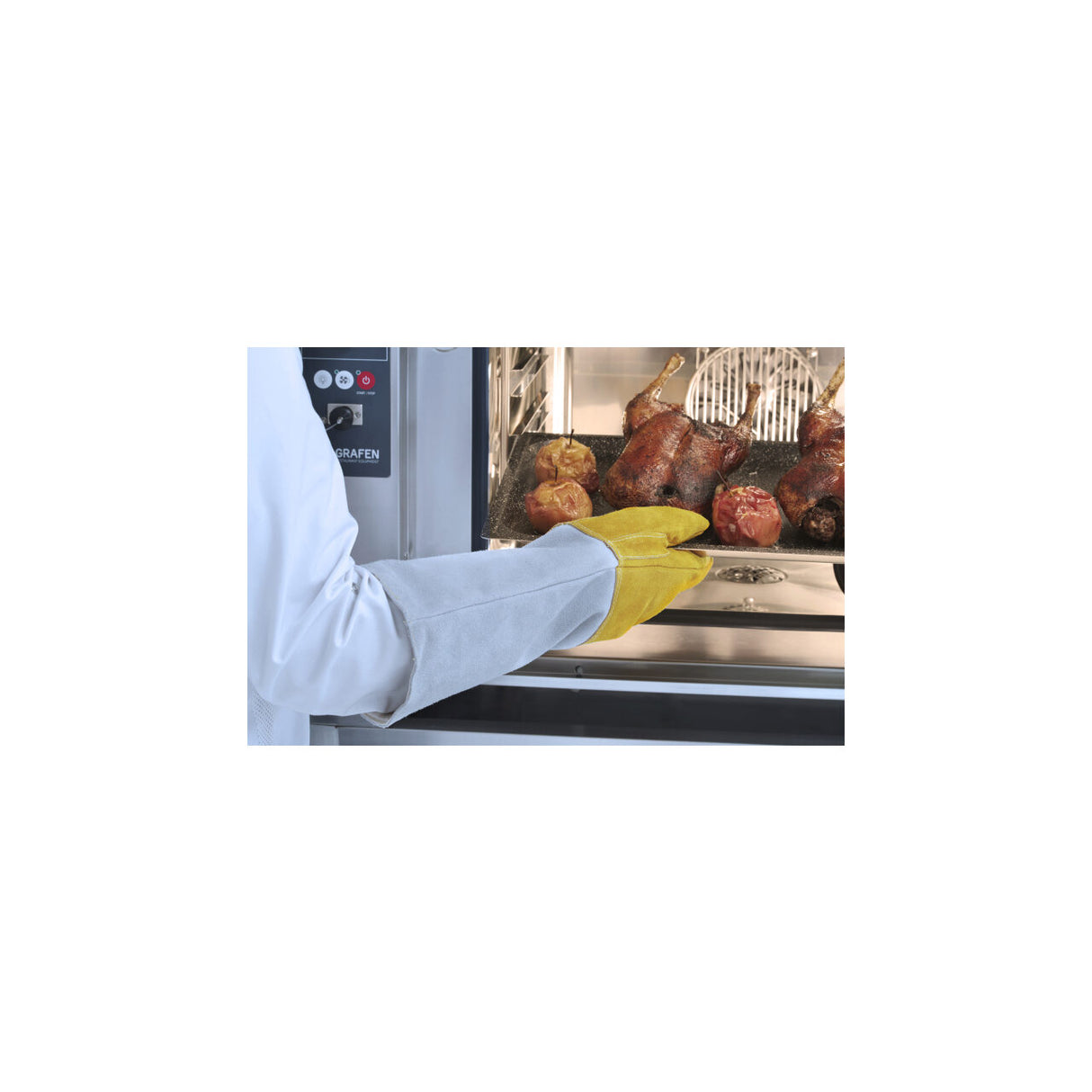 Manusi pentru cuptor Hendi, din piele, cu degete, lungime 460 mm, rezistente la temperaturi de pana la 250 C