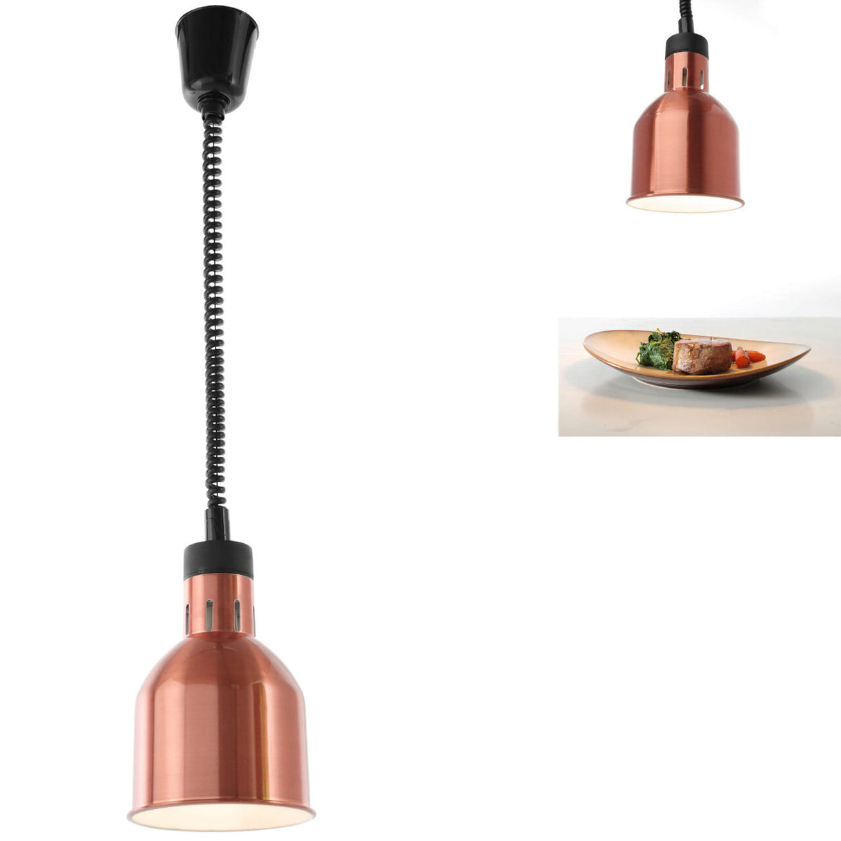 Lampa de incalzire cilindrica, finisaj cupru ø175x(H)250