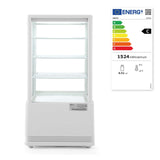 Vitrina rece pt prezentare, alba, 68 lt, interval temp 0-12 gr C, 170 W, 3 rafturi reglabile pe inaltime, ARKTIC by Hendi, 452x406x(H)891 mm, Clasa energetica C