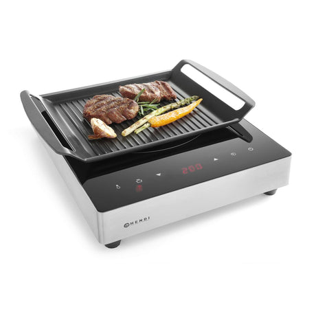 Gratar pentru masini de gatit cu inductie Aluminiu/Teflon 39 cm lungime x26 cm latime x 3,5 cm inaltime Hendi