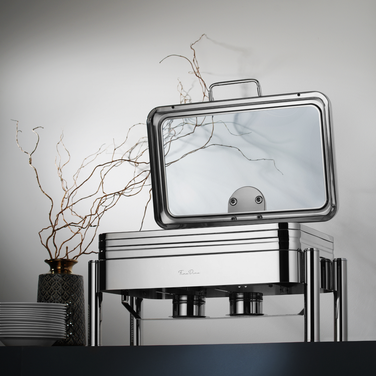 Chafing Dish cu capac de sticla Delux GN 1/1 , Fine Dine