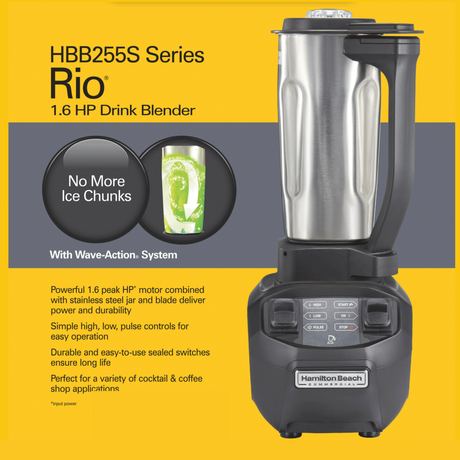 Mixer barman Rio® cana din oțel inoxidabil de 0,95 l, HBB255S-CE  Hamilton Beach Commercial