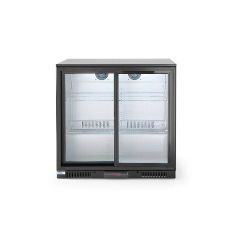 Vitrina frigorifica de prezentare usi glisante interval temp. 2/10?C, 220 W, corp inox, ARKTIC by Hendi, 900x500x(H)900 mm 198 Litri, Clasa energetica E